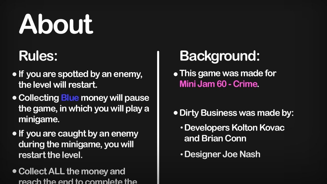 Dirty Business Details Staff Mechanics and Worker Rules in Update